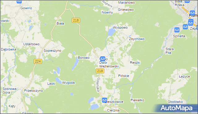 mapa Nowy Dwór Wejherowski, Nowy Dwór Wejherowski na mapie Targeo