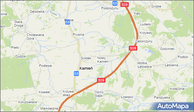mapa Nowy Kamień gmina Kamień, Nowy Kamień gmina Kamień na mapie Targeo