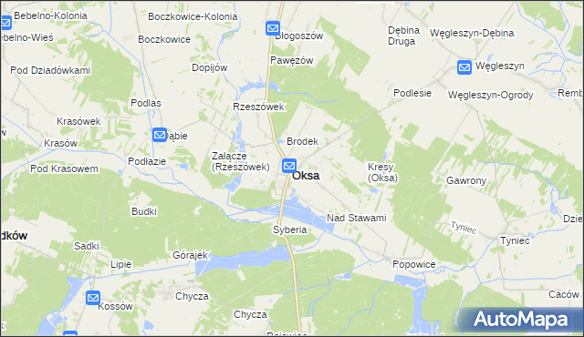 mapa Oksa, Oksa na mapie Targeo