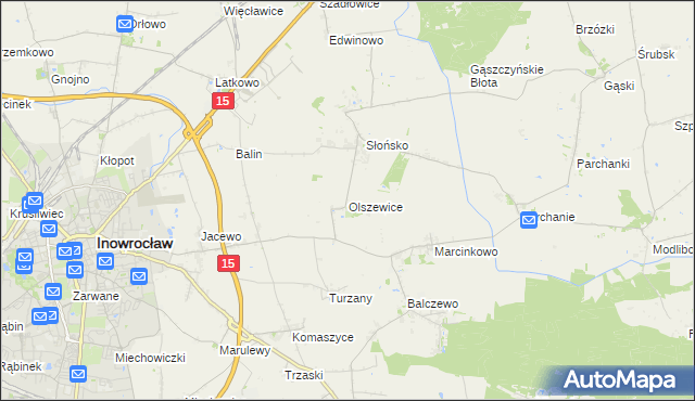 mapa Olszewice gmina Inowrocław, Olszewice gmina Inowrocław na mapie Targeo