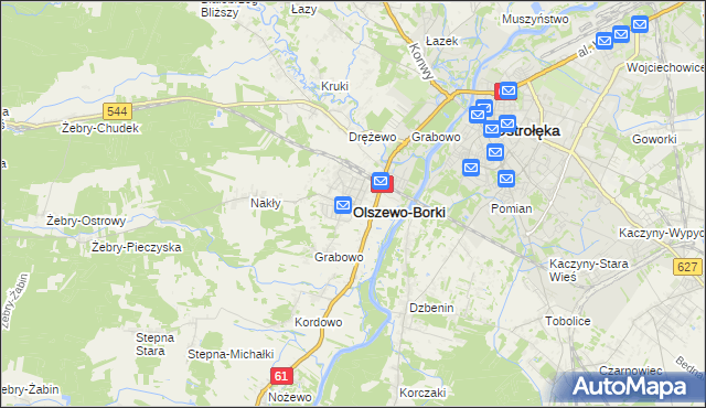 mapa Olszewo-Borki, Olszewo-Borki na mapie Targeo