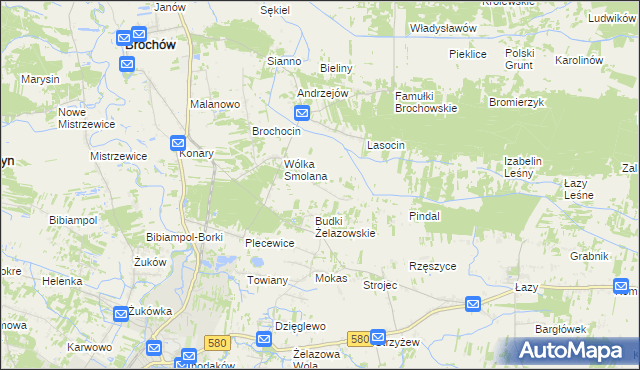 mapa Olszowiec gmina Brochów, Olszowiec gmina Brochów na mapie Targeo