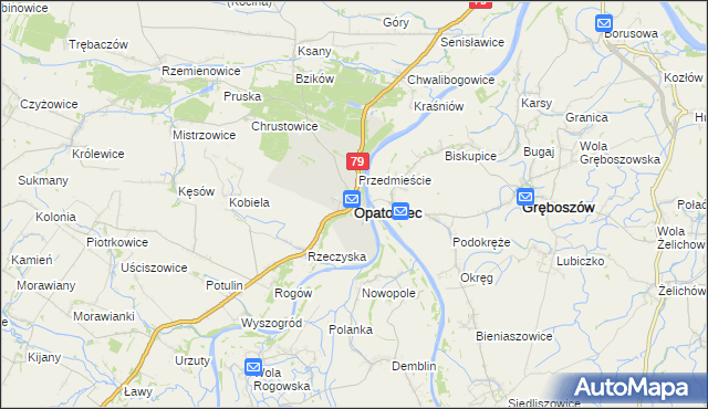 mapa Opatowiec powiat kazimierski, Opatowiec powiat kazimierski na mapie Targeo