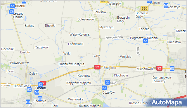 mapa Orły gmina Ożarów Mazowiecki, Orły gmina Ożarów Mazowiecki na mapie Targeo