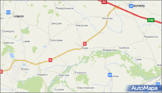 mapa Osiek gmina Kostomłoty, Osiek gmina Kostomłoty na mapie Targeo