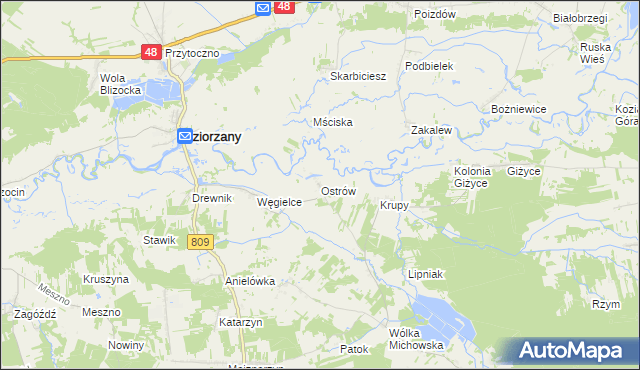 mapa Ostrów gmina Michów, Ostrów gmina Michów na mapie Targeo