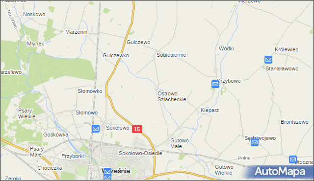 mapa Ostrowo Szlacheckie, Ostrowo Szlacheckie na mapie Targeo