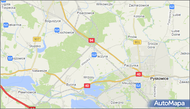 mapa Paczyna, Paczyna na mapie Targeo