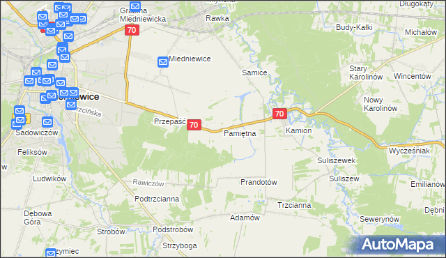 mapa Pamiętna, Pamiętna na mapie Targeo