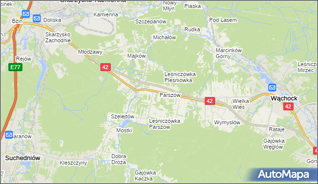 mapa Parszów, Parszów na mapie Targeo