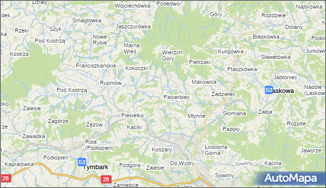 mapa Pasierbiec, Pasierbiec na mapie Targeo