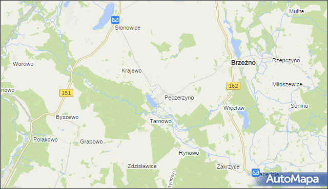 mapa Pęczerzyno, Pęczerzyno na mapie Targeo