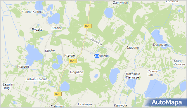 mapa Piaseczno gmina Ludwin, Piaseczno gmina Ludwin na mapie Targeo