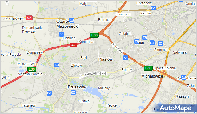 mapa Piastów powiat pruszkowski, Piastów powiat pruszkowski na mapie Targeo