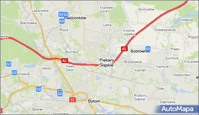 mapa Piekary Śląskie, Piekary Śląskie na mapie Targeo