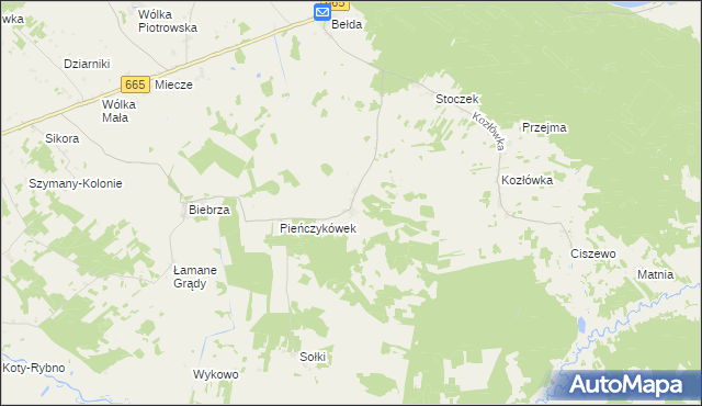 mapa Pieńczykowo, Pieńczykowo na mapie Targeo