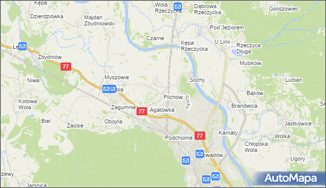mapa Pilchów, Pilchów na mapie Targeo
