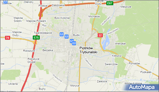 mapa Piotrków Trybunalski, Piotrków Trybunalski na mapie Targeo