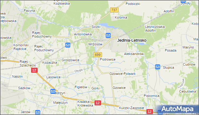 mapa Piotrowice gmina Jedlnia-Letnisko, Piotrowice gmina Jedlnia-Letnisko na mapie Targeo