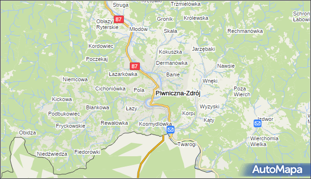 mapa Piwniczna-Zdrój, Piwniczna-Zdrój na mapie Targeo