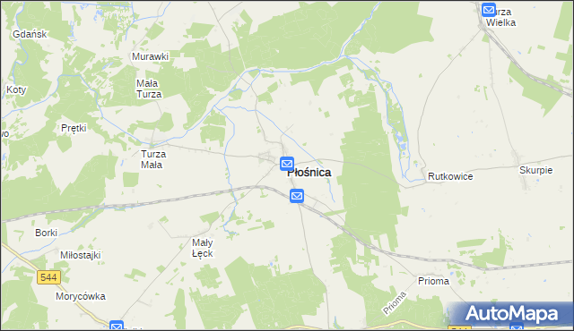 mapa Płośnica, Płośnica na mapie Targeo