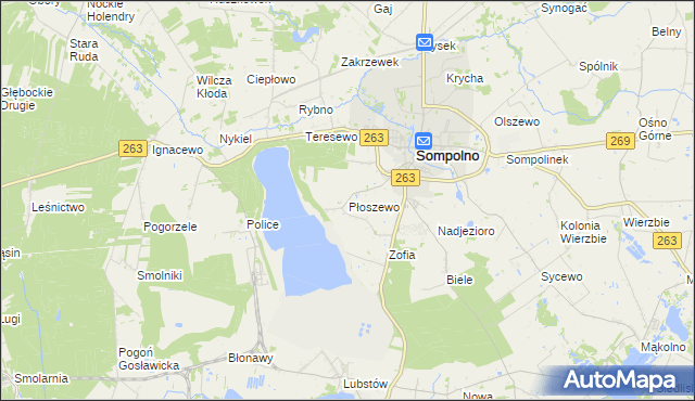 mapa Płoszewo, Płoszewo na mapie Targeo