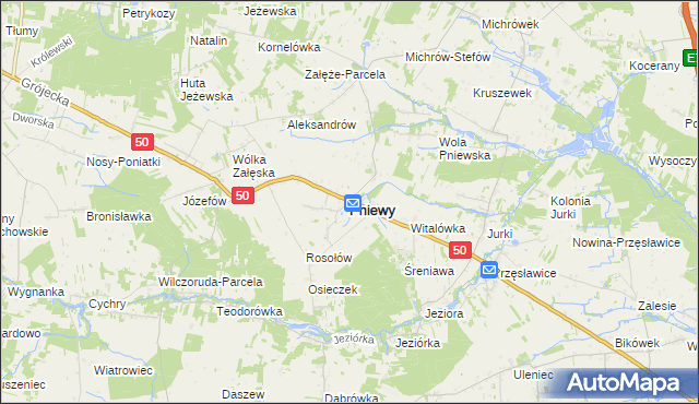 mapa Pniewy powiat grójecki, Pniewy powiat grójecki na mapie Targeo