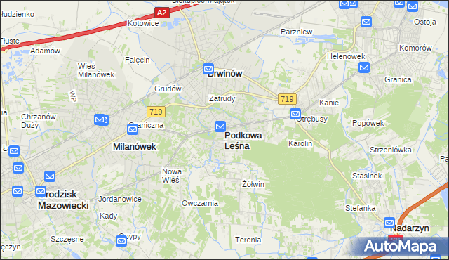 mapa Podkowa Leśna, Podkowa Leśna na mapie Targeo