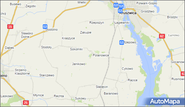 mapa Polanowice gmina Kruszwica, Polanowice gmina Kruszwica na mapie Targeo