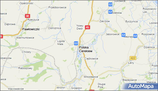 mapa Polska Cerekiew, Polska Cerekiew na mapie Targeo