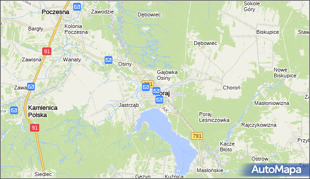 mapa Poraj powiat myszkowski, Poraj powiat myszkowski na mapie Targeo