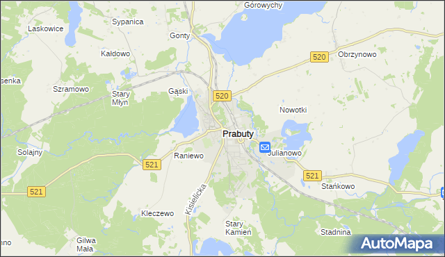 mapa Prabuty powiat kwidzyński, Prabuty powiat kwidzyński na mapie Targeo