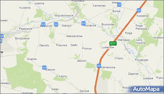 mapa Promyk, Promyk na mapie Targeo