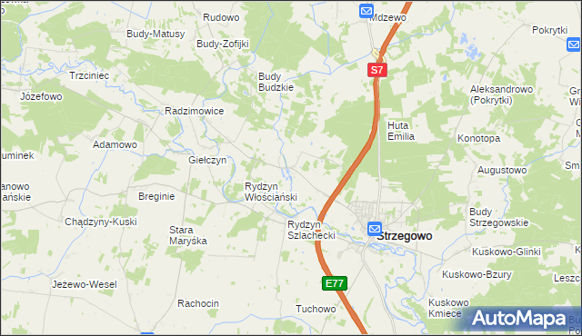 mapa Prusocin, Prusocin na mapie Targeo