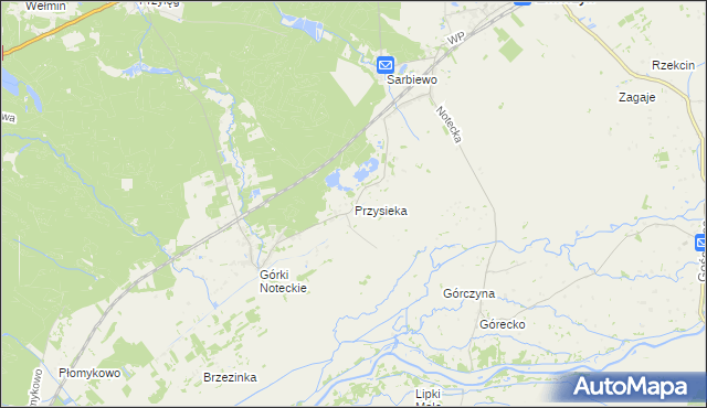 mapa Przysieka gmina Zwierzyn, Przysieka gmina Zwierzyn na mapie Targeo