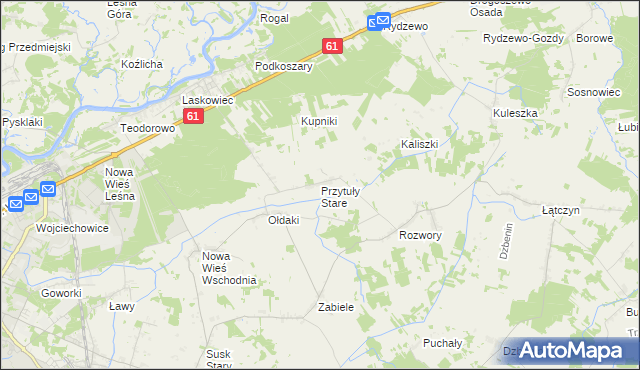 mapa Przytuły Stare, Przytuły Stare na mapie Targeo
