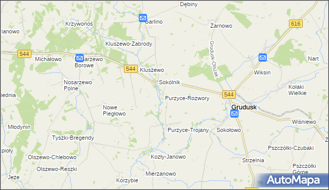 mapa Purzyce-Rozwory, Purzyce-Rozwory na mapie Targeo
