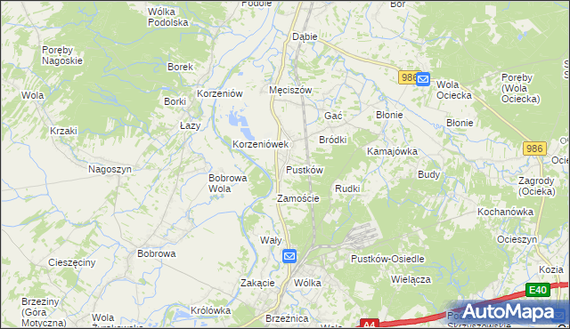 mapa Pustków gmina Dębica, Pustków gmina Dębica na mapie Targeo