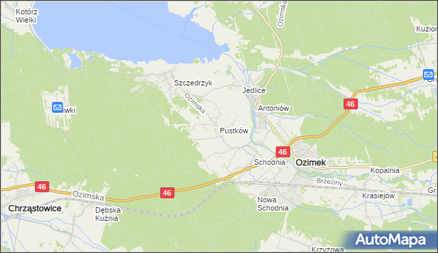 mapa Pustków gmina Ozimek, Pustków gmina Ozimek na mapie Targeo