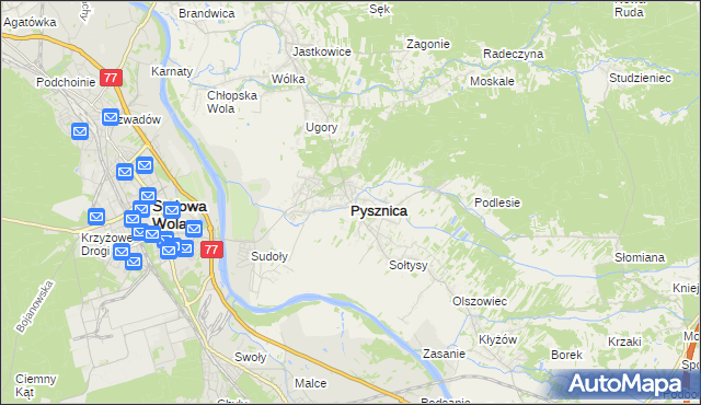 mapa Pysznica, Pysznica na mapie Targeo