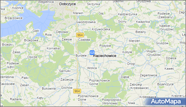 mapa Raciechowice, Raciechowice na mapie Targeo