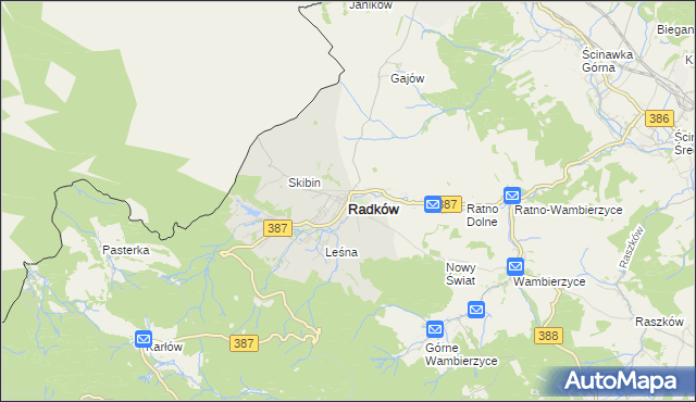 mapa Radków powiat kłodzki, Radków powiat kłodzki na mapie Targeo