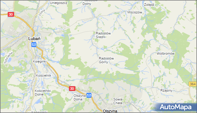 mapa Radostów Górny, Radostów Górny na mapie Targeo