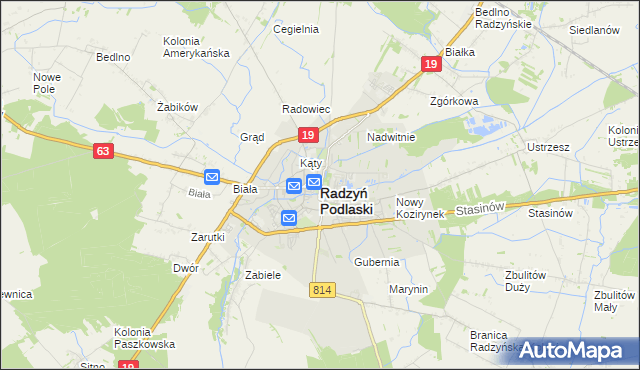 mapa Radzyń Podlaski, Radzyń Podlaski na mapie Targeo