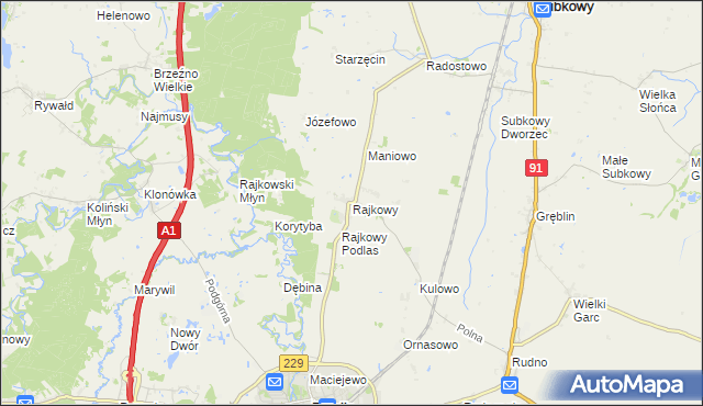 mapa Rajkowy, Rajkowy na mapie Targeo