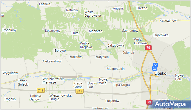 mapa Ratyniec, Ratyniec na mapie Targeo