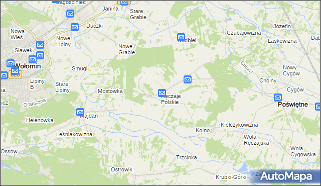 mapa Ręczaje Polskie, Ręczaje Polskie na mapie Targeo