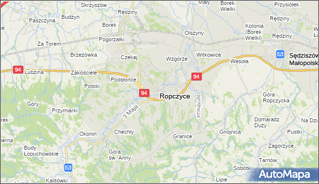 mapa Ropczyce, Ropczyce na mapie Targeo