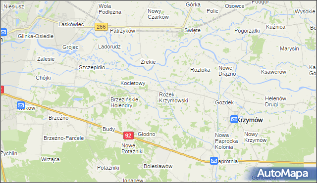 mapa Rożek Krzymowski, Rożek Krzymowski na mapie Targeo