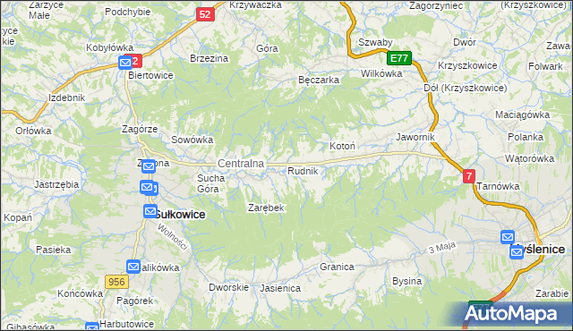 mapa Rudnik gmina Sułkowice, Rudnik gmina Sułkowice na mapie Targeo